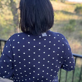 Navy Polka Dot Button Front Cardigan Tops- Cardigans Pologram