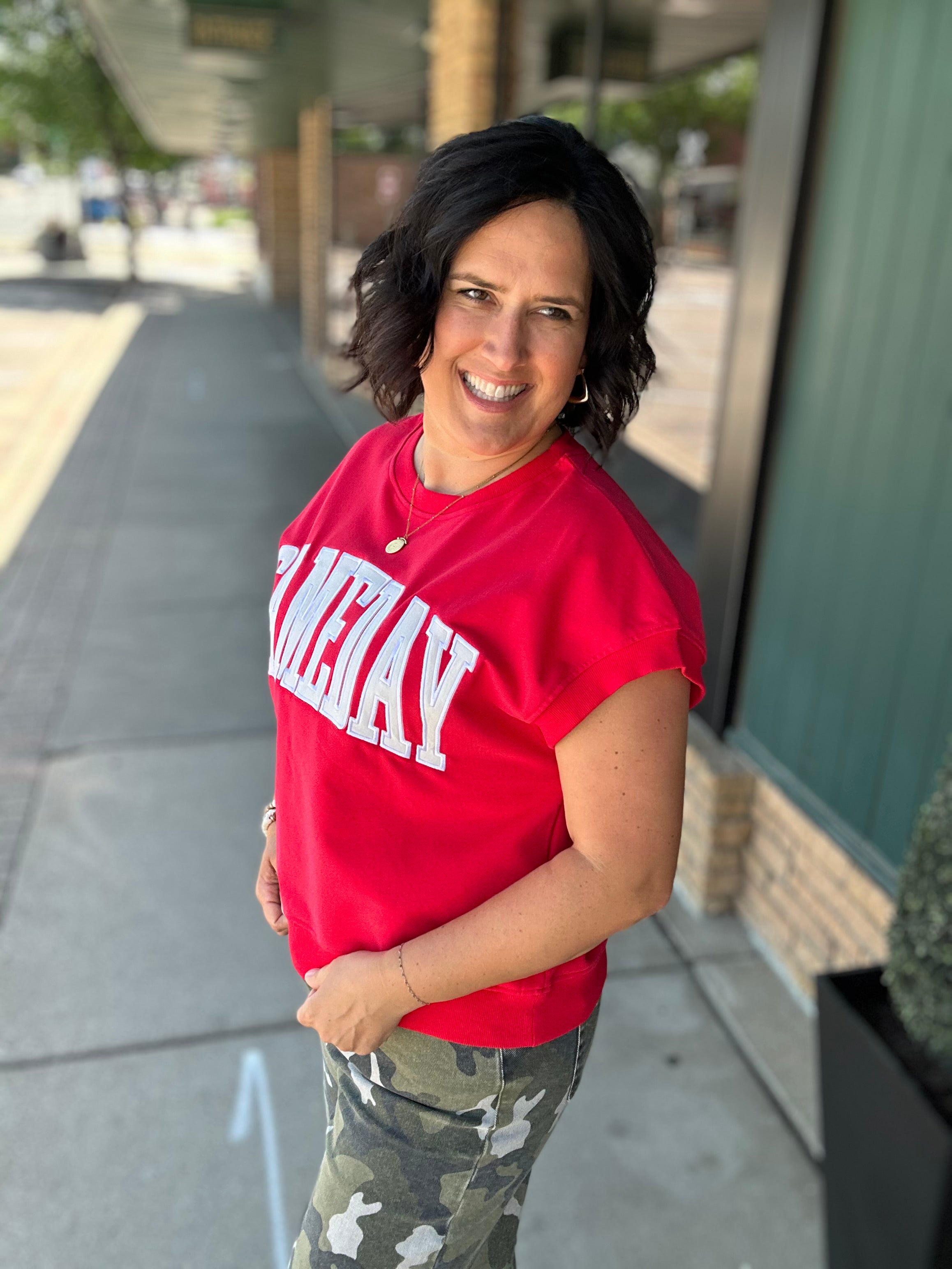Red Game Day Top Tops- Sweatshirt PANACHE