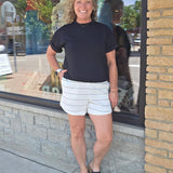 Cream & Black Stripe Short Bottoms - Shorts RAE MODE