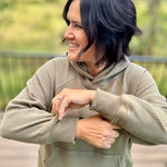 Army Waffle Mixed-Media Hoodie Top - Sweatshirt TRES BIEN