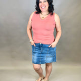 Salmon V Neck Frilled Tank Tops- Tanks DOE & RAE