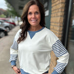 Cream/Blue Color Block Top STACCATO