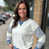 Cream/Blue Color Block Top STACCATO