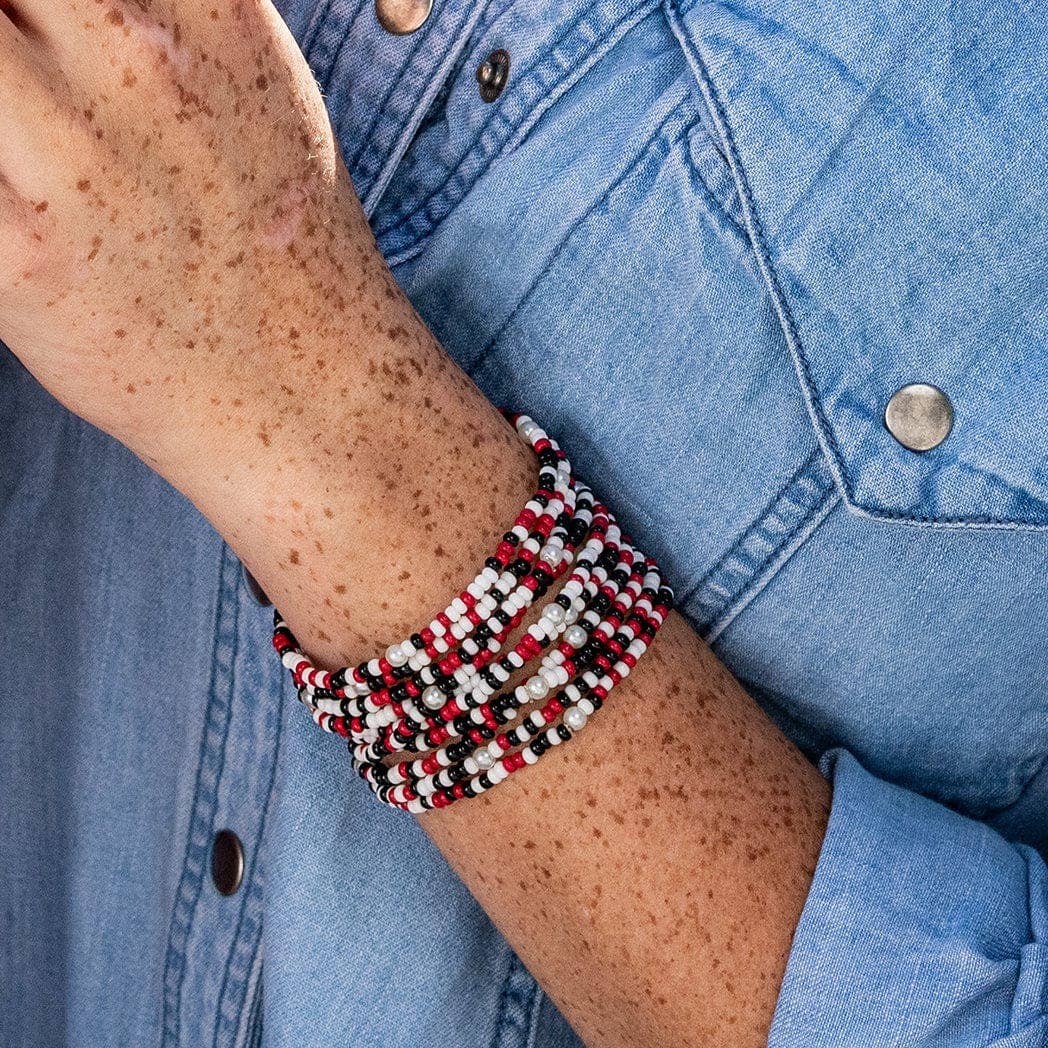 Bright Red and Black confetti bracelet INK + ALLOY