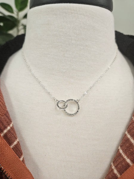 Silver Chain with Rhinestone Interlocking Circles