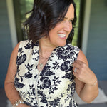 Paisley Print V-Neck Smocked Waist Zip Front Dress Dresses DOE & RAE