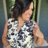 Paisley Print V-Neck Smocked Waist Zip Front Dress Dresses DOE & RAE