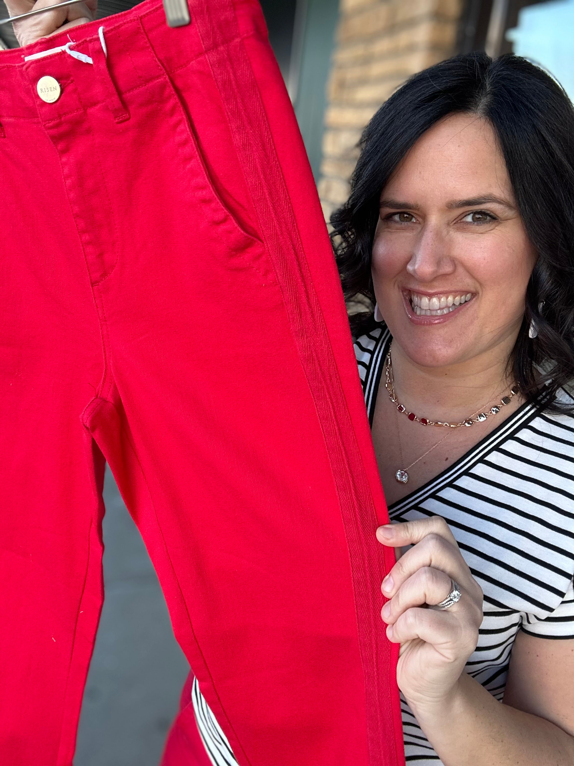 Scarlet Red High-Rise Crop Jogger Pants Bottoms- Joggers RISEN