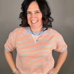 Peach/Blue Elbow Sleeve Top Top - Tee STACCATO