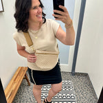 Beige Terry Crew Muscle Sweatshirt Top - Tee DOE & RAE