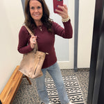 Burgundy Hacci Ribbed Knit Top Top - Sweater STACCATO