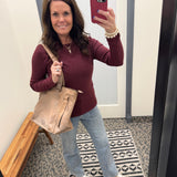 Burgundy Hacci Ribbed Knit Top Top - Sweater STACCATO