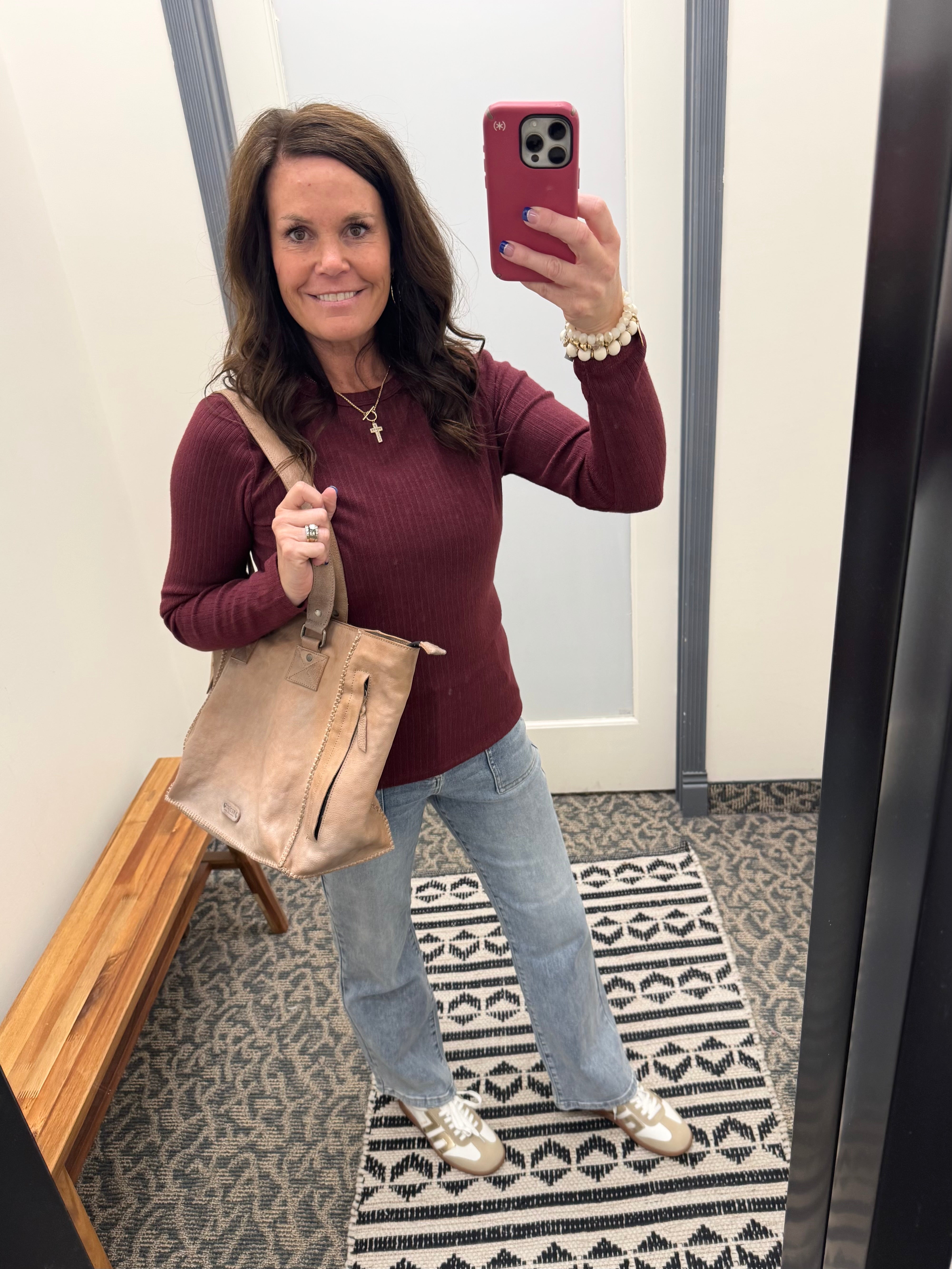 Burgundy Hacci Ribbed Knit Top Top - Sweater STACCATO