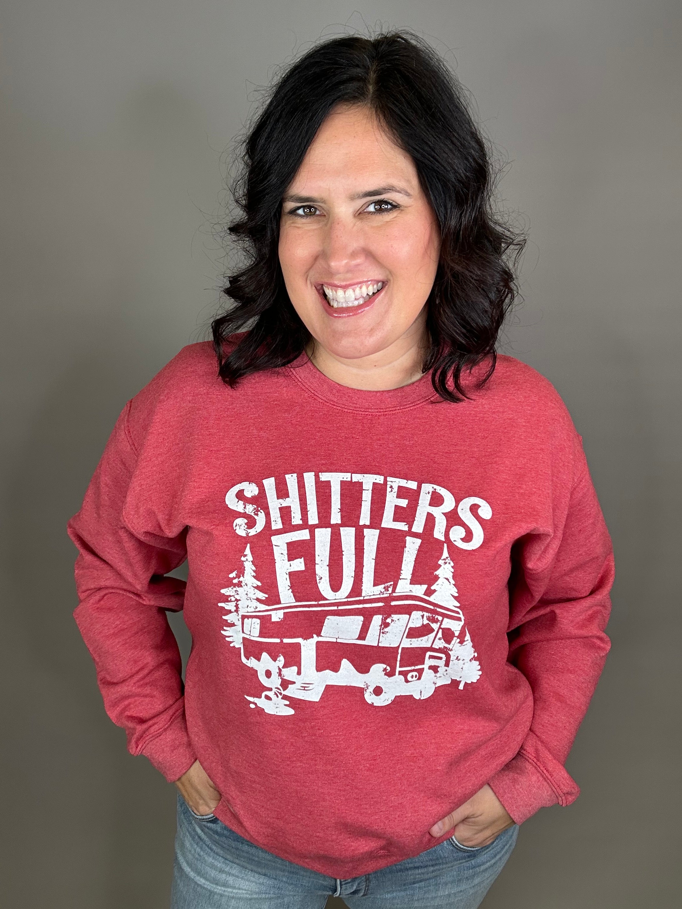 Heather Red It's Full Sweatshirt Top - Sweatshirt CHLOE VS TANK