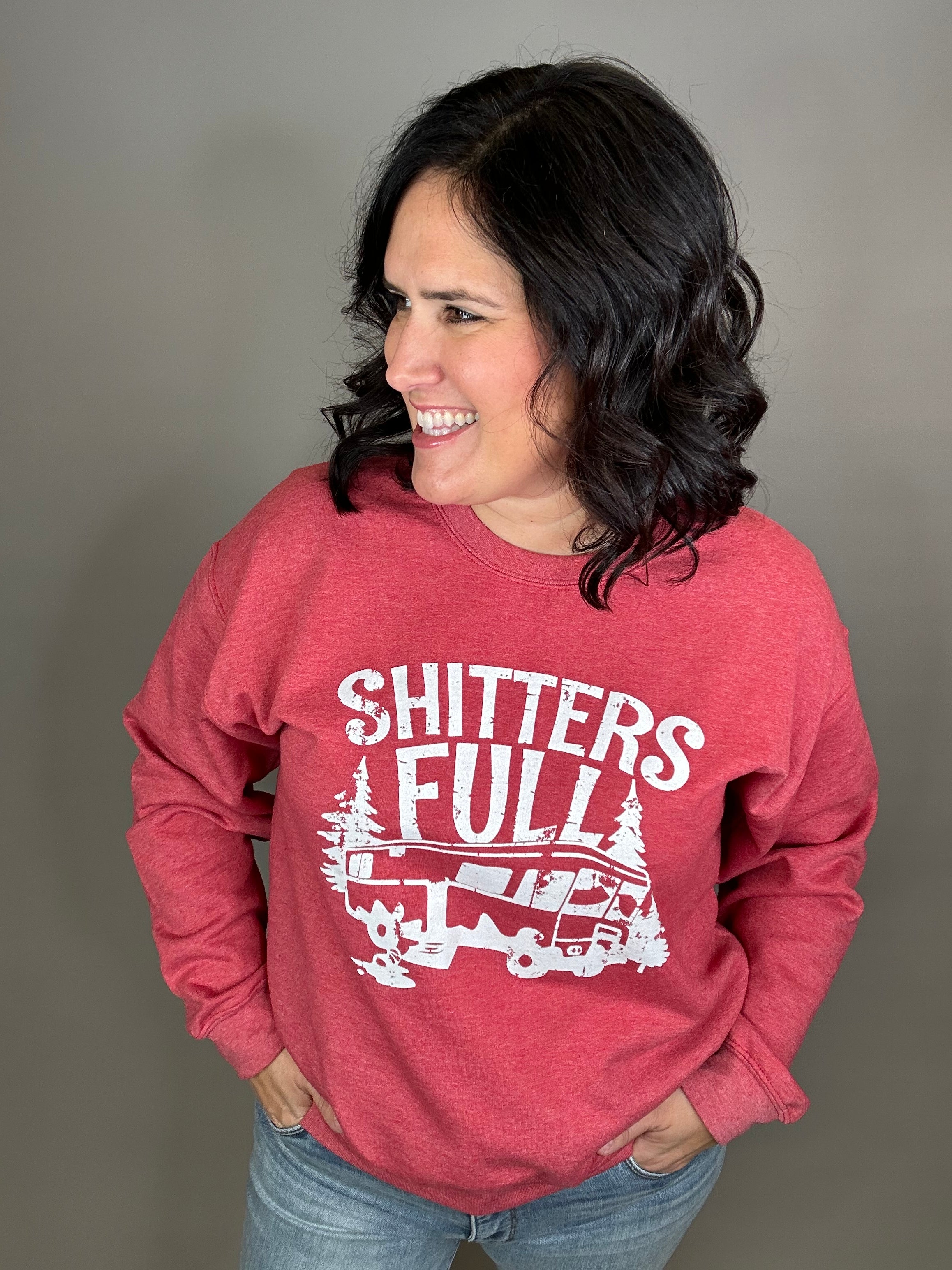 Heather Red It's Full Sweatshirt Top - Sweatshirt CHLOE VS TANK