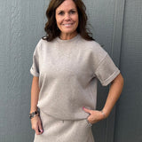 Heathered Taupe Skort Bottom- Skirt RAE MODE