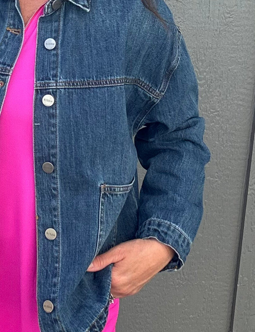 Relaxed Fit Denim Jacket Outerwear- Jackets RISEN
