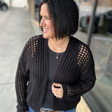 Black Crochet Open Cardigan