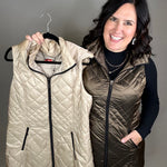 Hazelnut Long Quilted Vest Outerwear - Vest Anorak