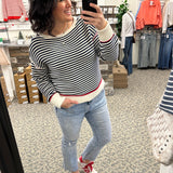 Navy/White Boat Neck Sweater