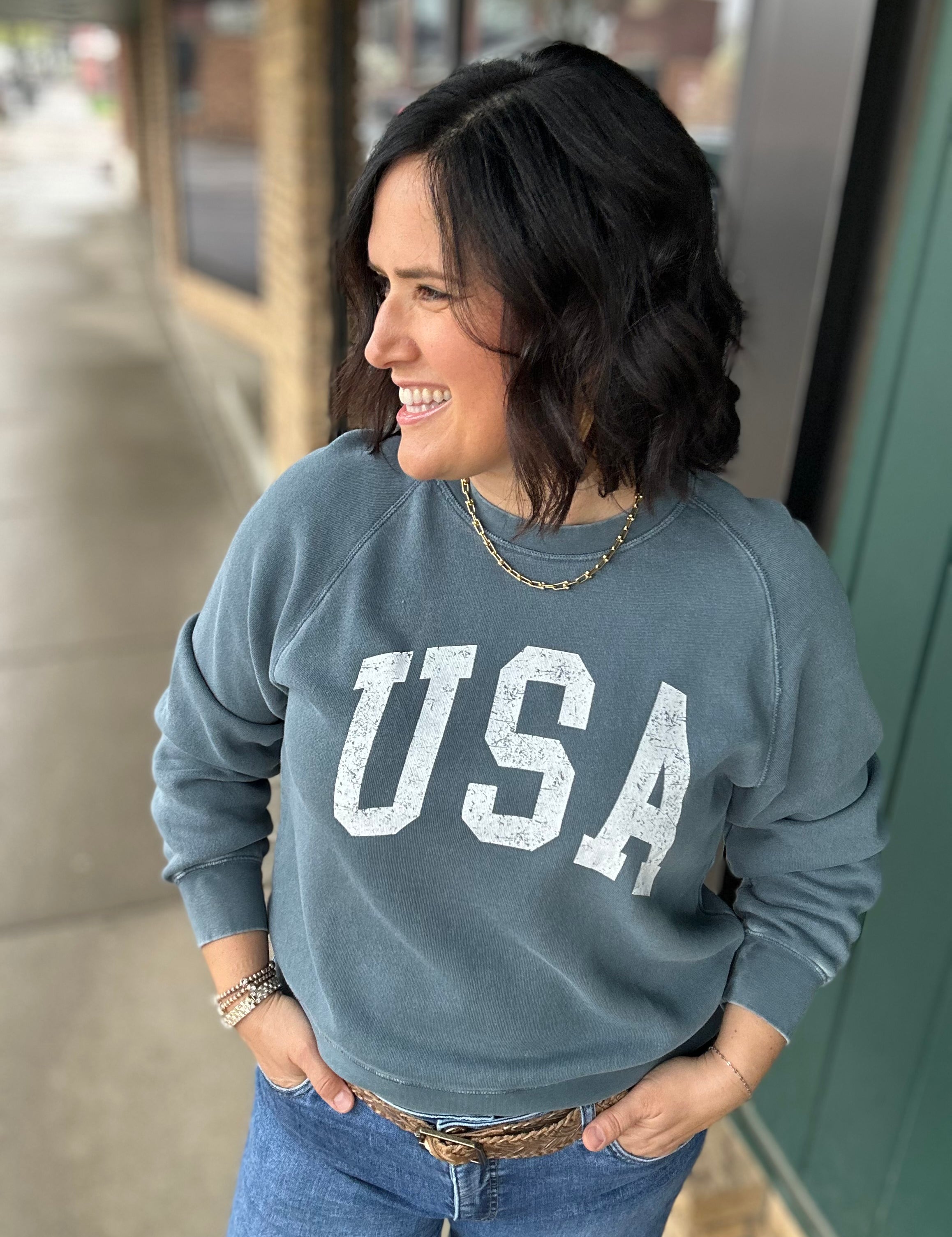 Navy Jordan USA Sweatshirt Top - Sweatshirt THREAD & SUPPLY