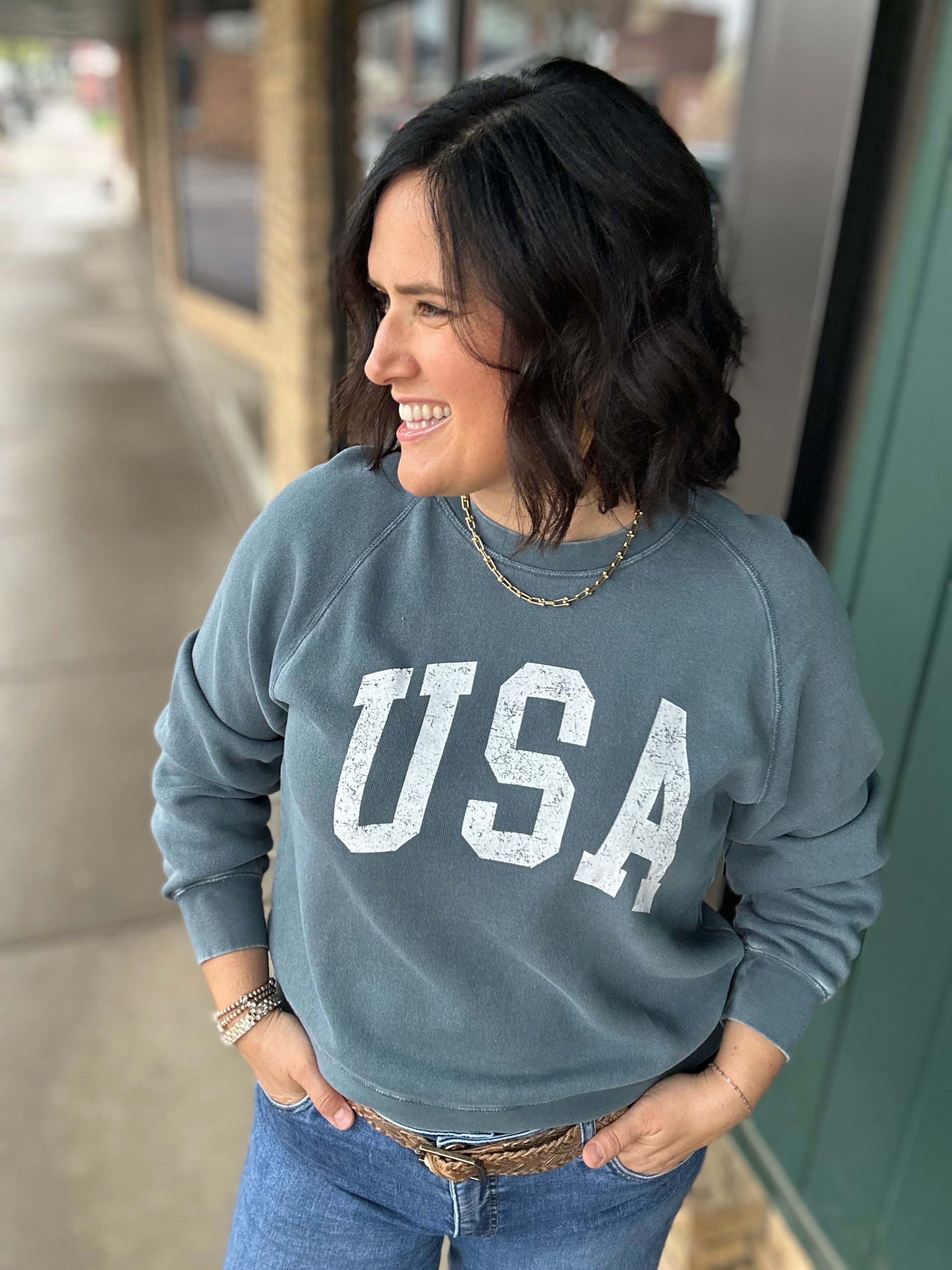 Navy Jordan USA Sweatshirt Top - Sweatshirt THREAD & SUPPLY