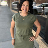 Rochelle Tie Waist Lounge Dress in Olive Green by Flag & Anthem Dresses FLAG AND ANTHEM