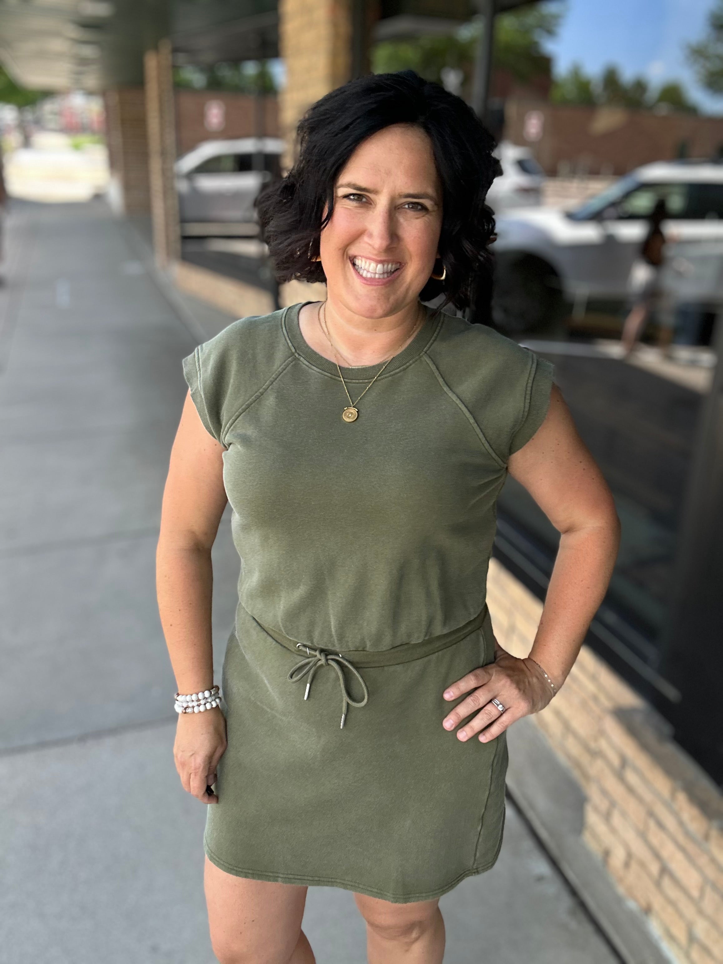 Rochelle Tie Waist Lounge Dress in Olive Green by Flag & Anthem Dresses FLAG AND ANTHEM