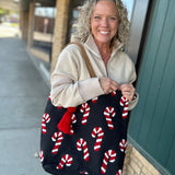 Candy Cane Woven Tote Bags- Totes PANACHE