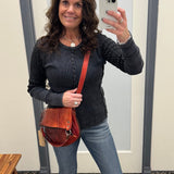 Charcoal Hattieville Mixed Media Cable Henley