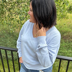 Light Blue Everyday V-Neck Top - Sweatshirt Z Supply