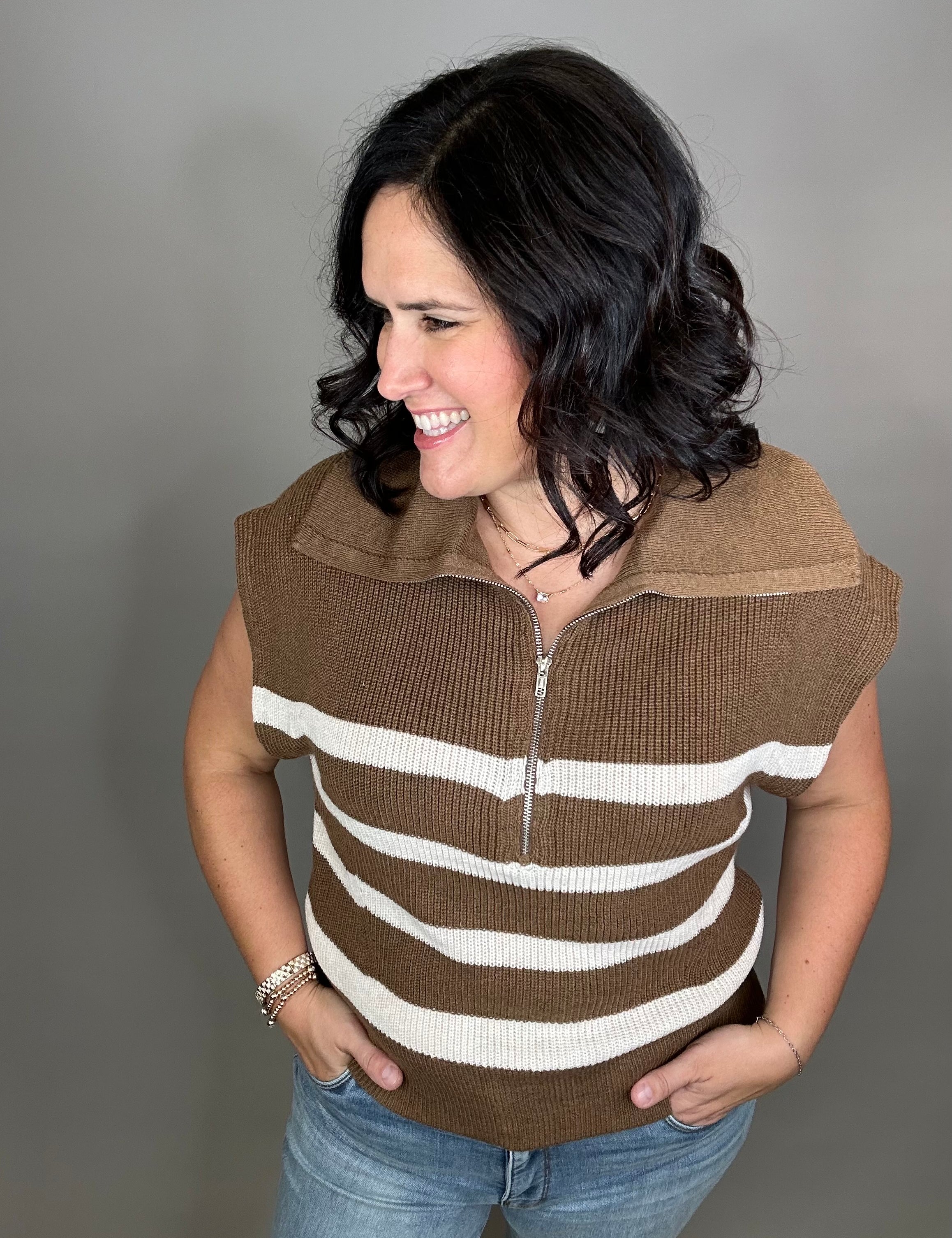 Brown Ivory Stella Sweater Top - Sweater THREAD & SUPPLY