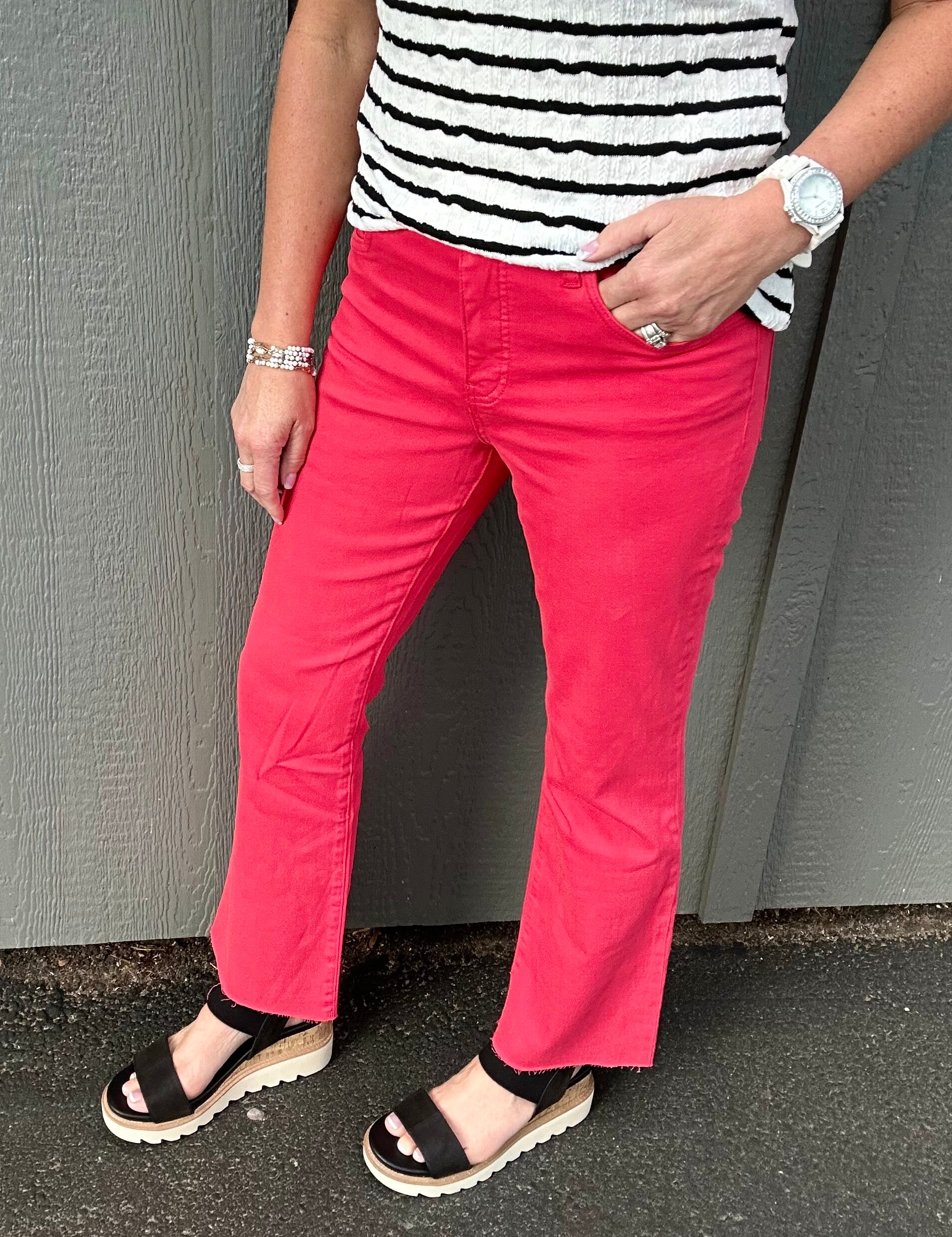 Strawberry Kelsey Ankle Flare Bottom- Pants KUT FROM THE KLOTH