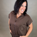 Espresso Modal Short Sleeve Jacket Outerwear- Jackets DOE & RAE