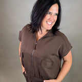 Espresso Modal Short Sleeve Jacket Outerwear- Jackets DOE & RAE