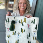 Ski Scene Woven Tote Bags- Totes PANACHE