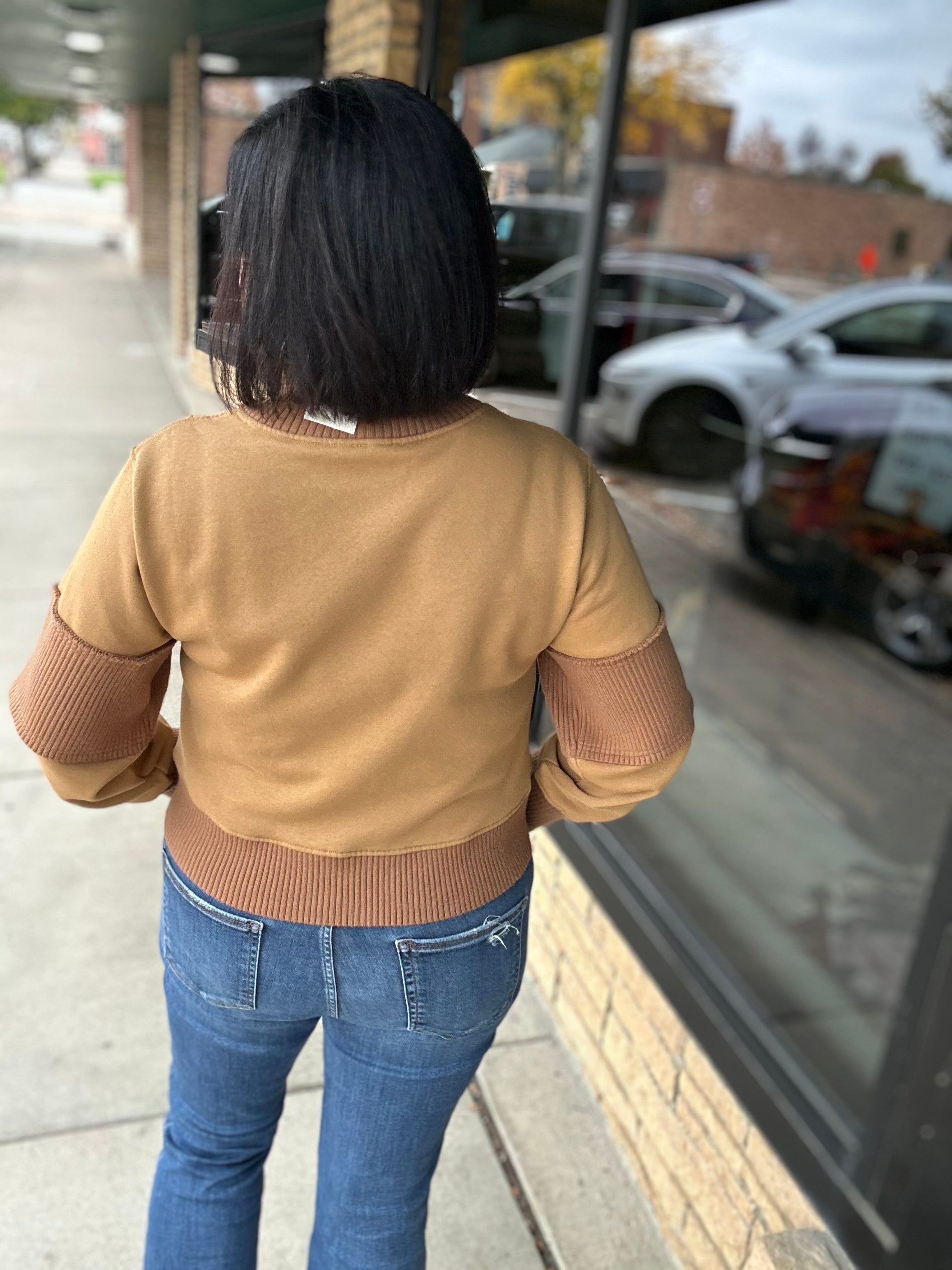 Sepia Half Zip-Up Brushed Terry Top Top - Sweatshirt HEM & THREAD