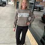 Mocha Soft Brush Textured Espresso Pullover Top - Sweater HEM & THREAD