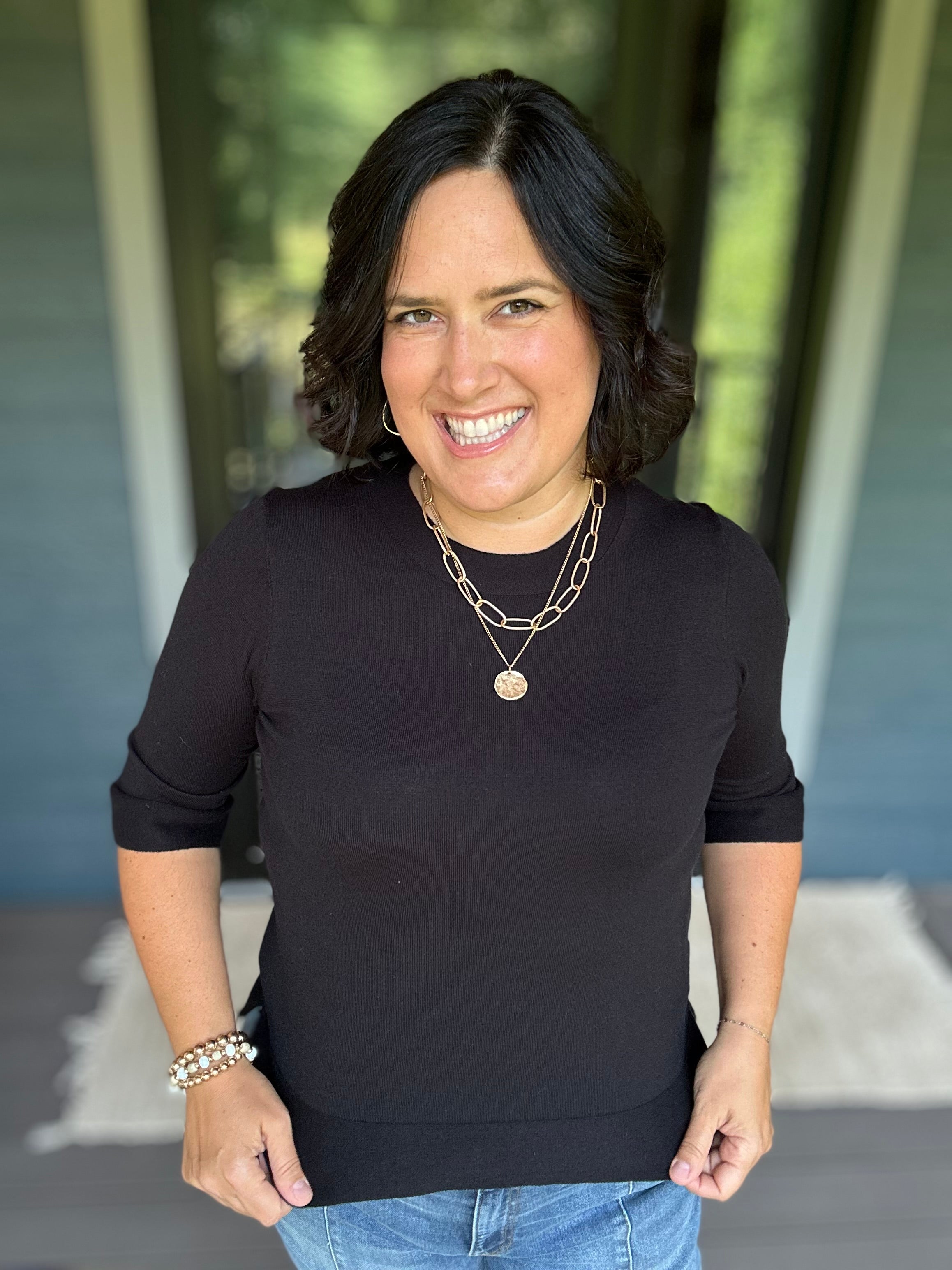 Black Knit Top Top - Sweater DOE & RAE