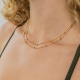 Waterproof Gold Double Beaded Chain Necklace Brenda Grands Jewelry