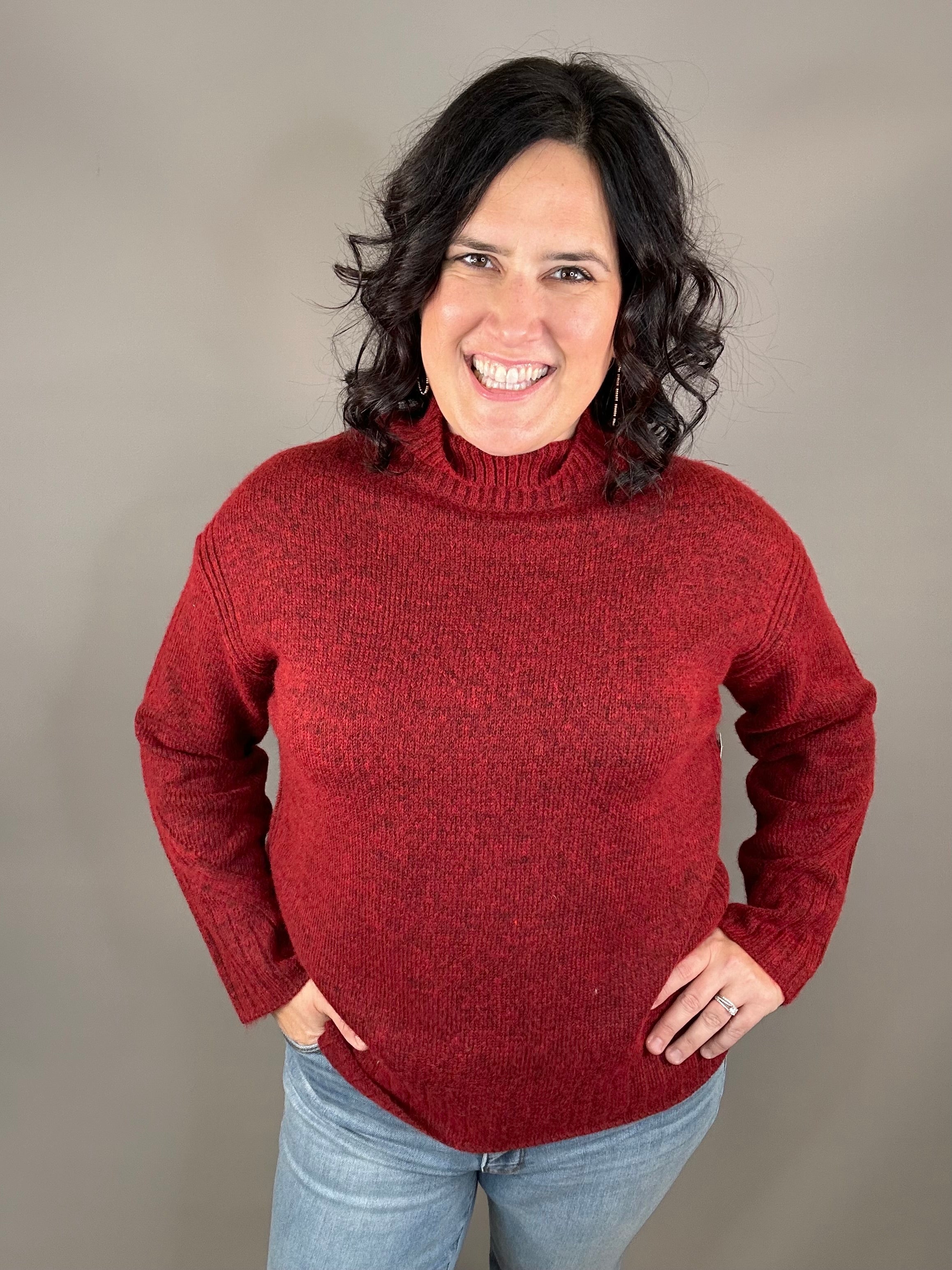 Burgundy Licarayen Mock Pullover Top - Sweater RD International