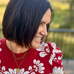 Burgundy Ivory Large Floral Puff Sleeve Knit Sweater Top - Sweater VOY