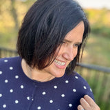 Navy Polka Dot Button Front Cardigan Tops- Cardigans Pologram