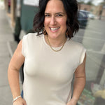 Beige Round Neck Sleeveless Top Tops- Tanks GILLI