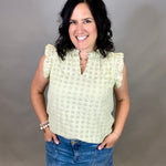 Sage Eyelet Ruffle Cap Sleeve Top Tops- Blouses DOE & RAE