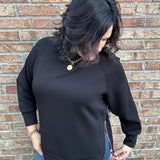 Black Penela Pullover with Side Slits