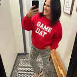 Red Game Day Sweatshirt Top- Sweatshirts PANACHE