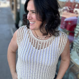 Sand Chunky Open Stitch Sweater Vest Top - Sweater DOE & RAE