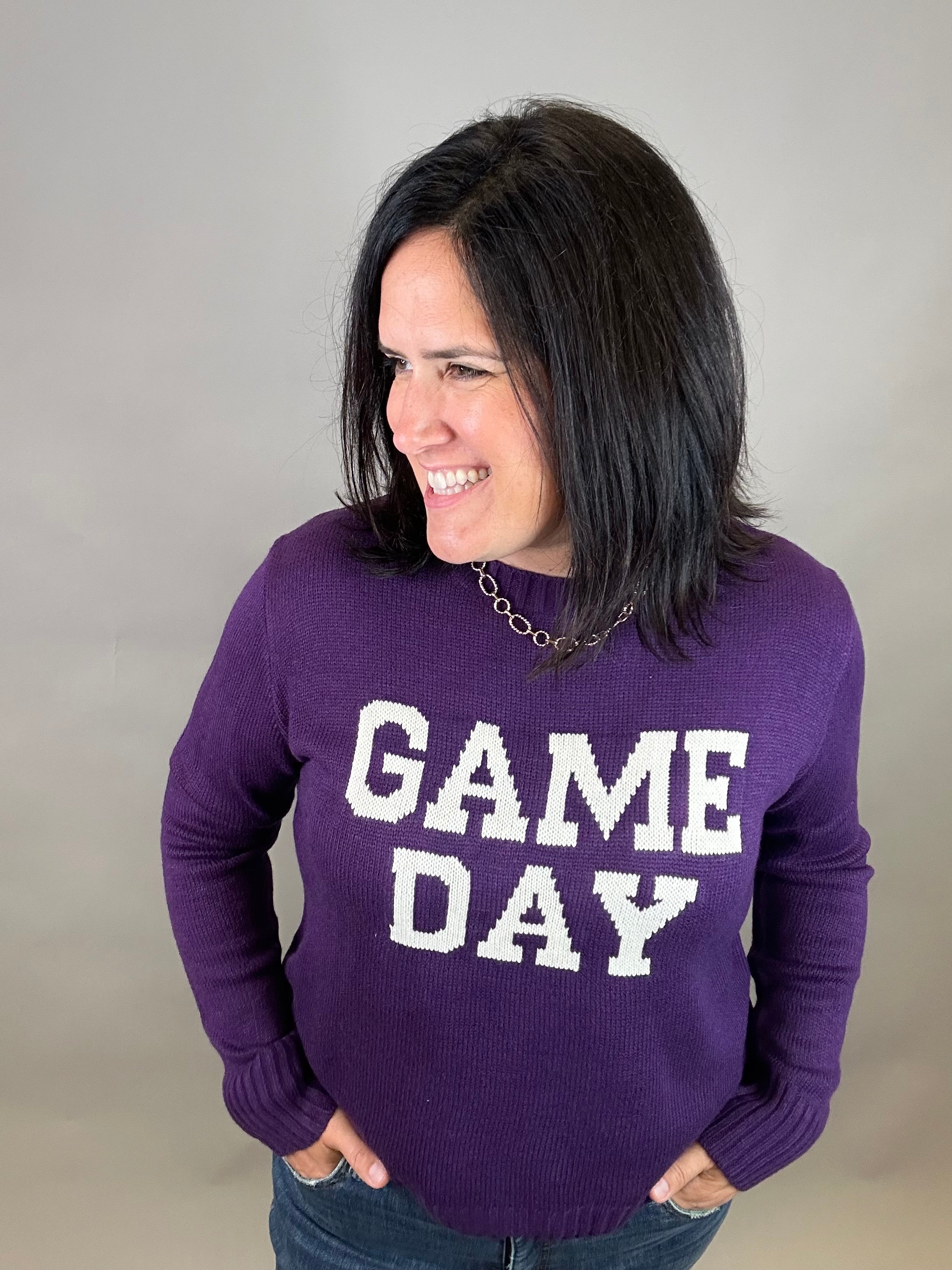 Purple Game Day Sweater Top - Sweater PANACHE