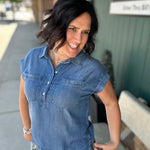 Evelyn Tencel Top in Marina Wash Tops - Button Ups THREAD & SUPPLY